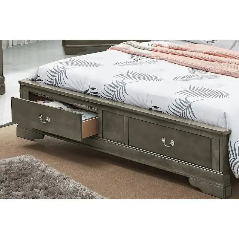 Letto King Storage Panel – Stile tradizionale, per 2 persone (Ciliegio / Bianco / Cappuccino / Nero / Grigio)