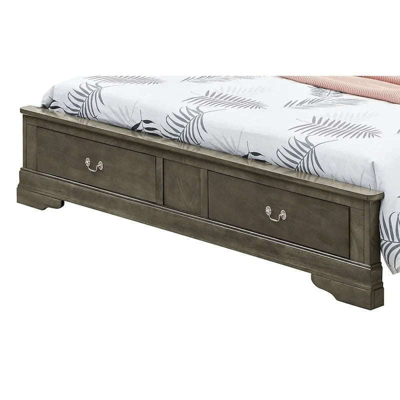 Letto King Storage Panel – Stile tradizionale, per 2 persone (Ciliegio / Bianco / Cappuccino / Nero / Grigio)