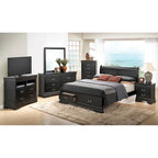 Letto King Storage Panel – Stile tradizionale, per 2 persone (Ciliegio / Bianco / Cappuccino / Nero / Grigio)
