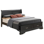Letto King Storage Panel – Stile tradizionale, per 2 persone (Ciliegio / Bianco / Cappuccino / Nero / Grigio)