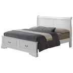Letto King Storage Panel – Stile tradizionale, per 2 persone (Ciliegio / Bianco / Cappuccino / Nero / Grigio)