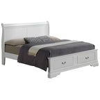 Letto King Storage Panel – Stile tradizionale, per 2 persone (Ciliegio / Bianco / Cappuccino / Nero / Grigio)