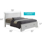Letto King Storage Panel – Stile tradizionale, per 2 persone (Ciliegio / Bianco / Cappuccino / Nero / Grigio)
