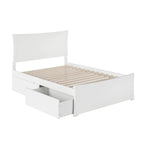 Letto a piattaforma matrimoniale bianco con pediera e 2 cassetti portaoggetti, per 1-2 persone