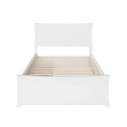 Letto a piattaforma matrimoniale bianco con pediera e 2 cassetti portaoggetti, per 1-2 persone