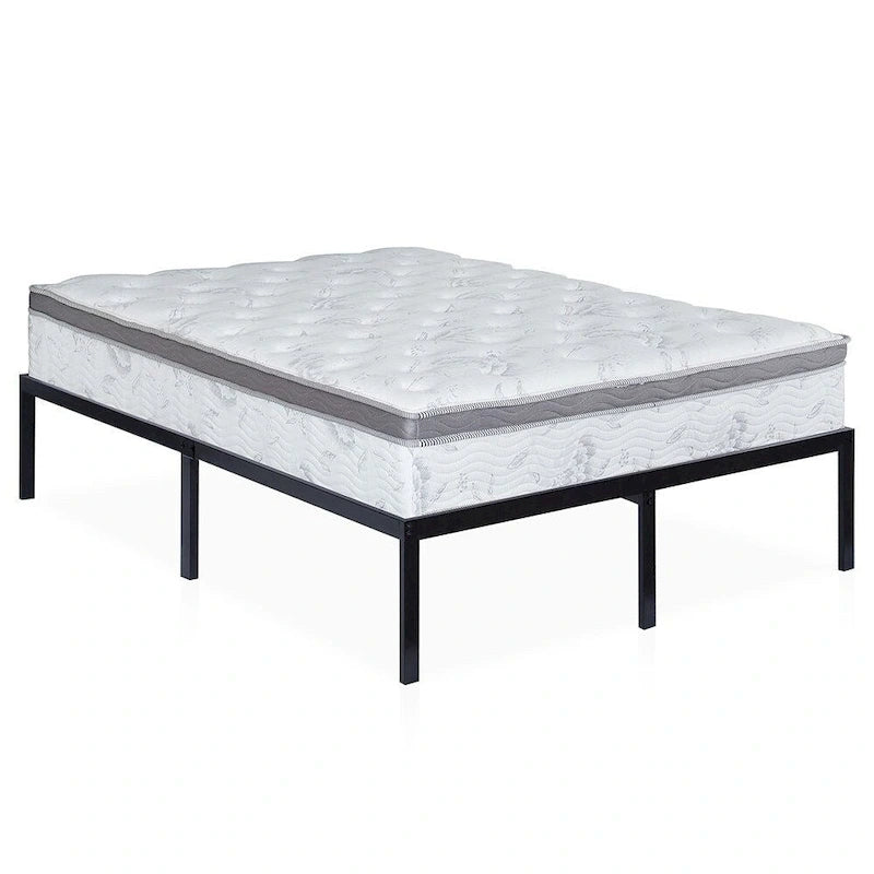 Telaio del letto a piattaforma in metallo King nero, 2 persone, resistente