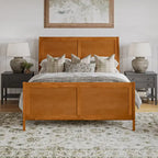 Letto a slitta a piattaforma bassa con pediera Bianco / Noce – Matrimoniale francese / Matrimoniale / King, 1 posto