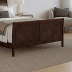 Letto a slitta a piattaforma bassa con pediera Bianco / Noce – Matrimoniale francese / Matrimoniale / King, 1 posto