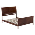 Letto a slitta a piattaforma bassa con pediera Bianco / Noce – Matrimoniale francese / Matrimoniale / King, 1 posto