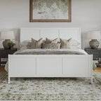 Letto a slitta a piattaforma bassa con pediera Bianco / Noce – Matrimoniale francese / Matrimoniale / King, 1 posto