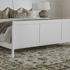 Letto a slitta a piattaforma bassa con pediera Bianco / Noce – Matrimoniale francese / Matrimoniale / King, 1 posto