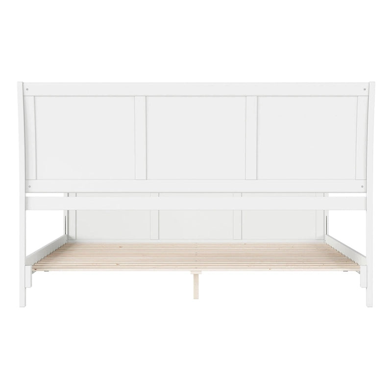 Letto a slitta a piattaforma bassa con pediera Bianco / Noce – Matrimoniale francese / Matrimoniale / King, 1 posto