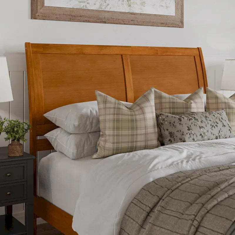 Letto a slitta a piattaforma bassa con pediera Bianco / Noce – Matrimoniale francese / Matrimoniale / King, 1 posto