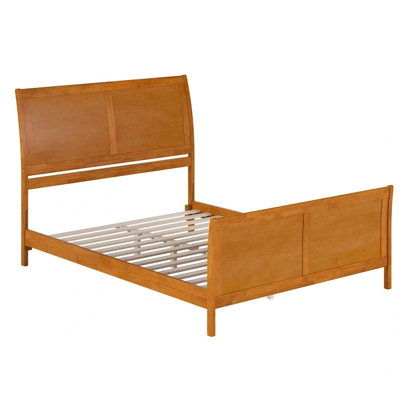 Letto a slitta a piattaforma bassa con pediera Bianco / Noce – Matrimoniale francese / Matrimoniale / King, 1 posto