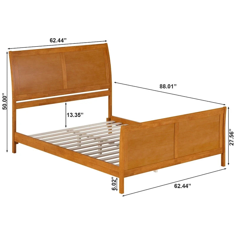 Letto a slitta a piattaforma bassa con pediera Bianco / Noce – Matrimoniale francese / Matrimoniale / King, 1 posto