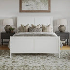 Letto a slitta a piattaforma bassa con pediera Bianco / Noce – Matrimoniale francese / Matrimoniale / King, 1 posto