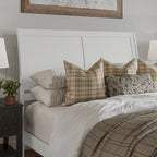 Letto a slitta a piattaforma bassa con pediera Bianco / Noce – Matrimoniale francese / Matrimoniale / King, 1 posto