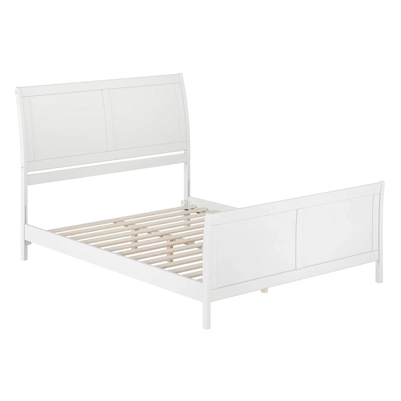 Letto a slitta a piattaforma bassa con pediera Bianco / Noce – Matrimoniale francese / Matrimoniale / King, 1 posto