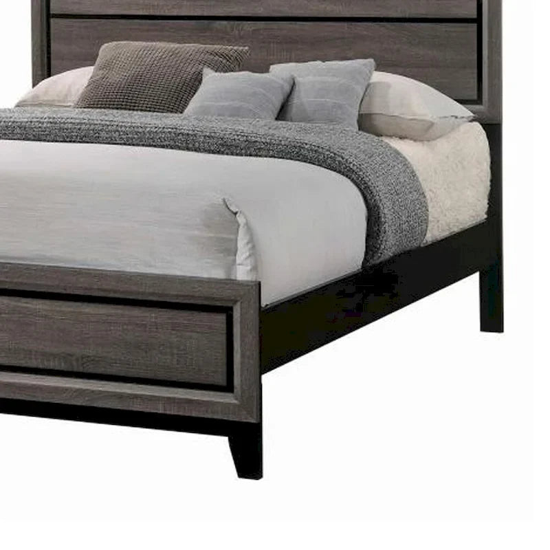 Letto matrimoniale "Eastern King" in rovere grigio, testiera a pannelli, adatto per 1-2 persone