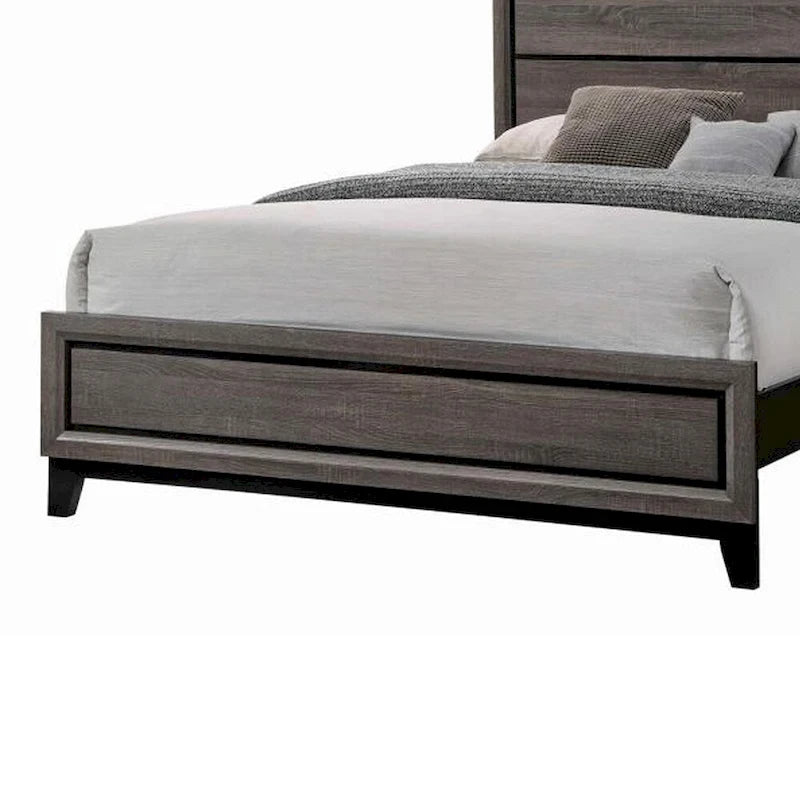 Letto matrimoniale "Eastern King" in rovere grigio, testiera a pannelli, adatto per 1-2 persone
