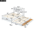 Letto a piattaforma completo grigio/bianco con letto estraibile, cassetti e porte USB – Posti letto per 2