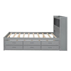 Letto a piattaforma completo grigio/bianco con letto estraibile, cassetti e porte USB – Posti letto per 2