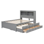 Letto a piattaforma completo grigio/bianco con letto estraibile, cassetti e porte USB – Posti letto per 2
