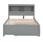 Letto a piattaforma completo grigio/bianco con letto estraibile, cassetti e porte USB – Posti letto per 2