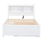Letto a piattaforma completo grigio/bianco con letto estraibile, cassetti e porte USB – Posti letto per 2