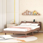 Struttura letto a piattaforma doppia (single) in noce / laccato bianco / grigio con porta USB, per 1 persona
