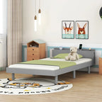 Struttura letto a piattaforma doppia (single) in noce / laccato bianco / grigio con porta USB, per 1 persona
