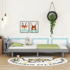 Struttura letto a piattaforma doppia (single) in noce / laccato bianco / grigio con porta USB, per 1 persona