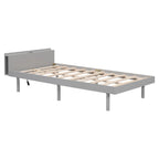 Struttura letto a piattaforma doppia (single) in noce / laccato bianco / grigio con porta USB, per 1 persona