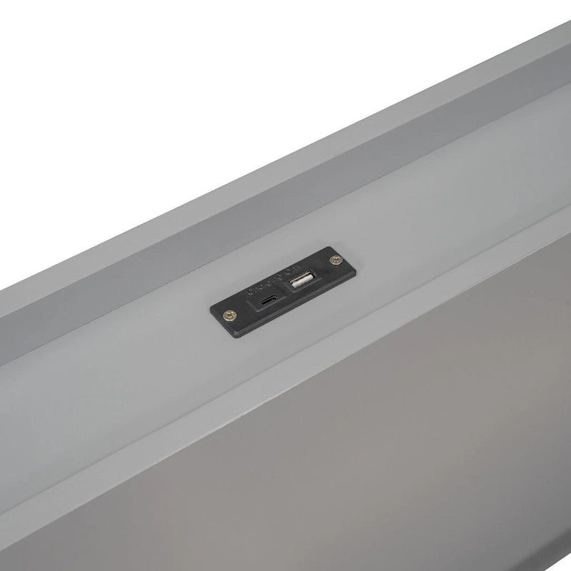 Struttura letto a piattaforma doppia (single) in noce / laccato bianco / grigio con porta USB, per 1 persona