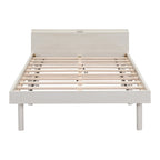 Struttura letto a piattaforma doppia (single) in noce / laccato bianco / grigio con porta USB, per 1 persona