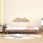 Struttura letto a piattaforma doppia (single) in noce / laccato bianco / grigio con porta USB, per 1 persona