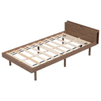 Struttura letto a piattaforma doppia (single) in noce / laccato bianco / grigio con porta USB, per 1 persona
