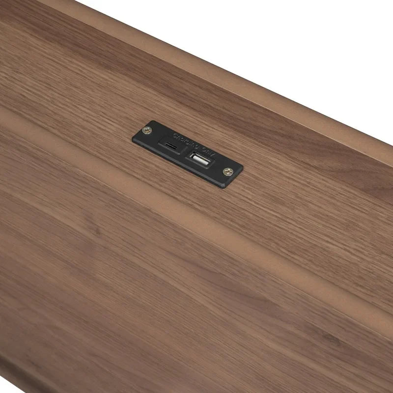 Struttura letto a piattaforma doppia (single) in noce / laccato bianco / grigio con porta USB, per 1 persona