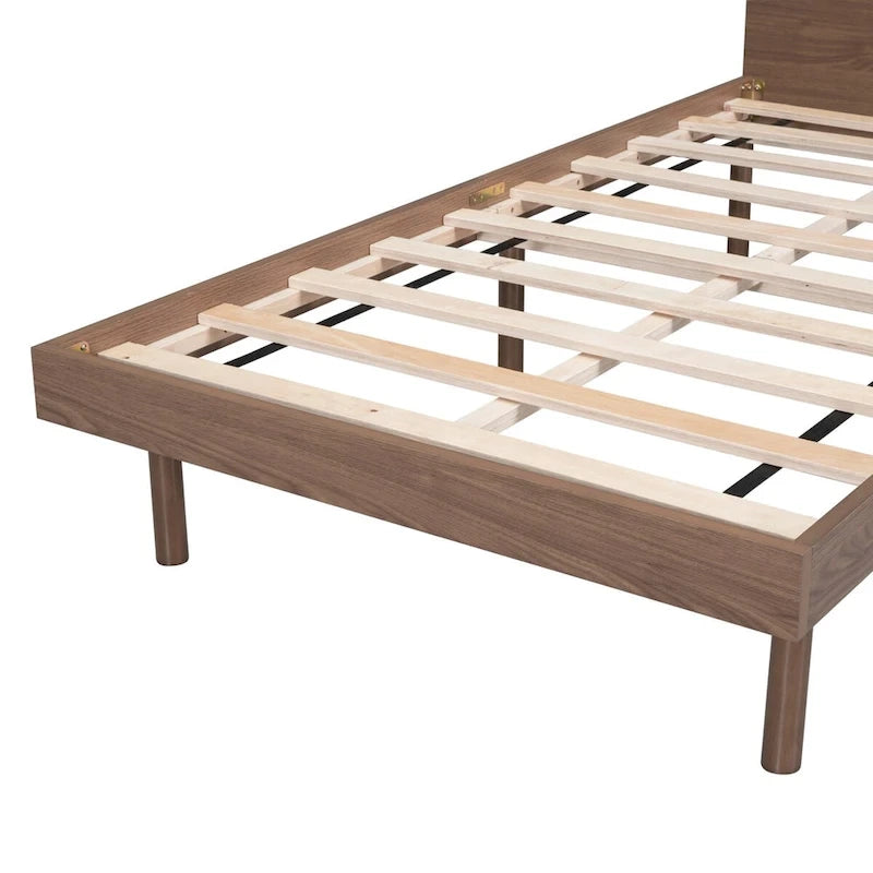 Struttura letto a piattaforma doppia (single) in noce / laccato bianco / grigio con porta USB, per 1 persona