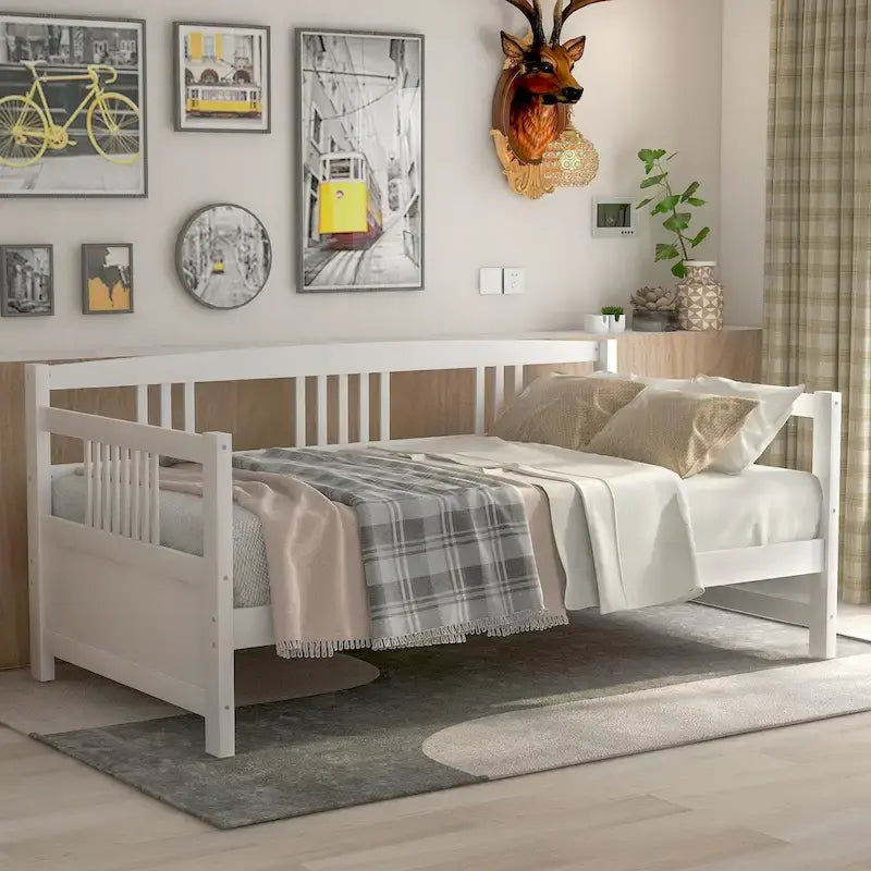 Divano letto in legno massiccio bianco/espresso, singolo/matrimoniale, 1 posto a sedere