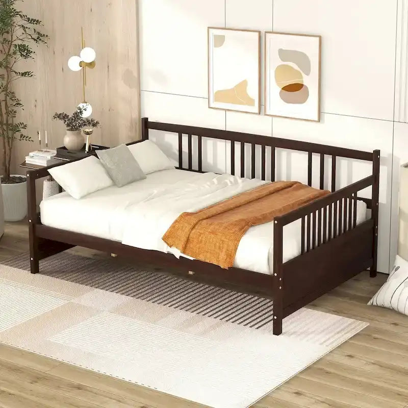Divano letto in legno massiccio bianco/espresso, singolo/matrimoniale, 1 posto a sedere