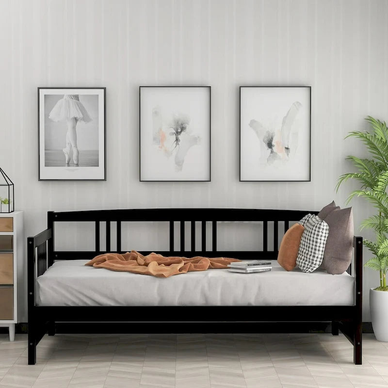 Divano letto in legno massiccio bianco/espresso, singolo/matrimoniale, 1 posto a sedere
