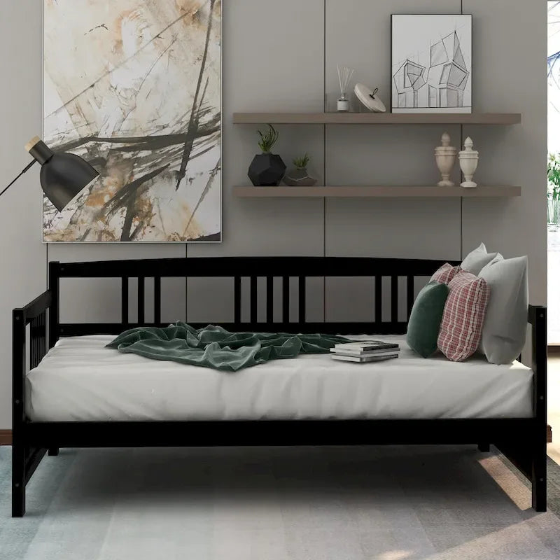 Divano letto in legno massiccio bianco/espresso, singolo/matrimoniale, 1 posto a sedere