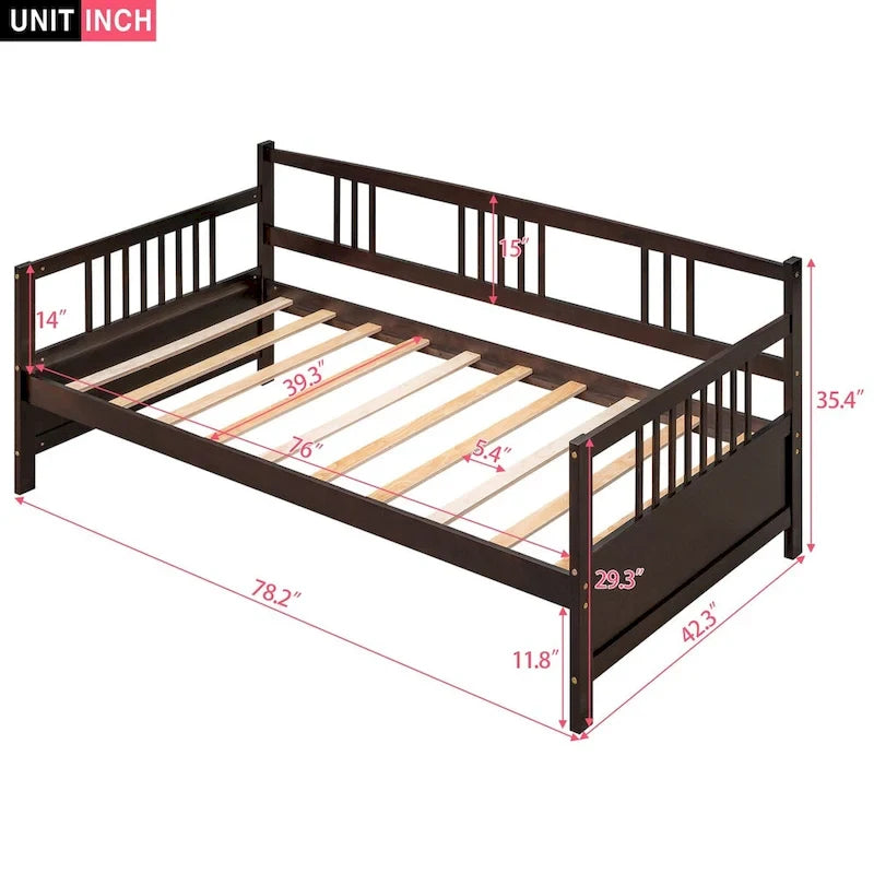 Divano letto in legno massiccio bianco/espresso, singolo/matrimoniale, 1 posto a sedere