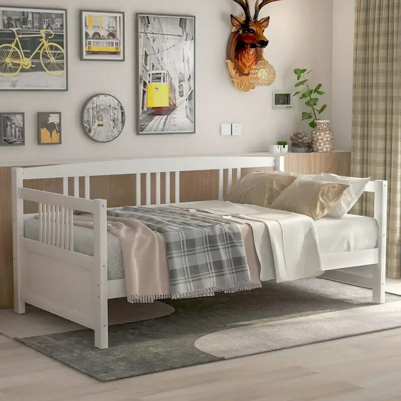 Divano letto in legno massiccio bianco/espresso, singolo/matrimoniale, 1 posto a sedere