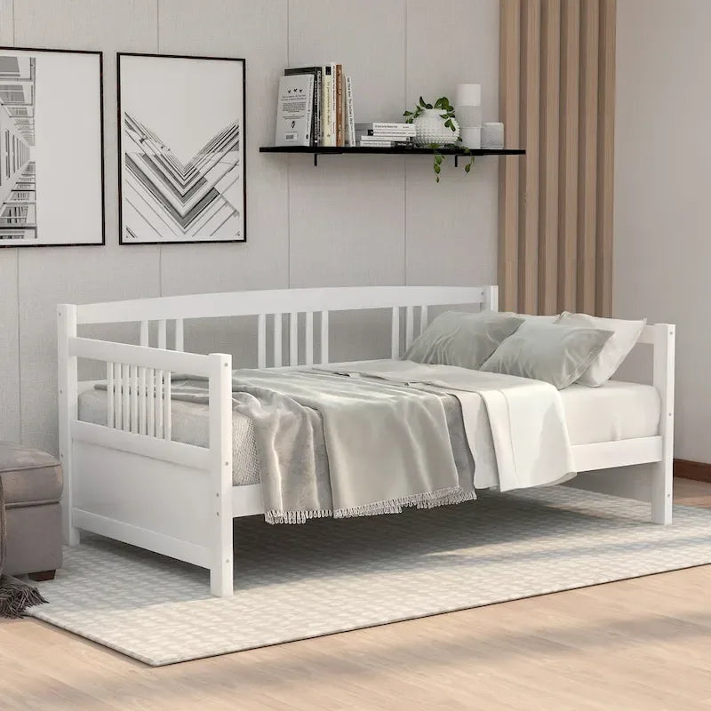 Divano letto in legno massiccio bianco/espresso, singolo/matrimoniale, 1 posto a sedere