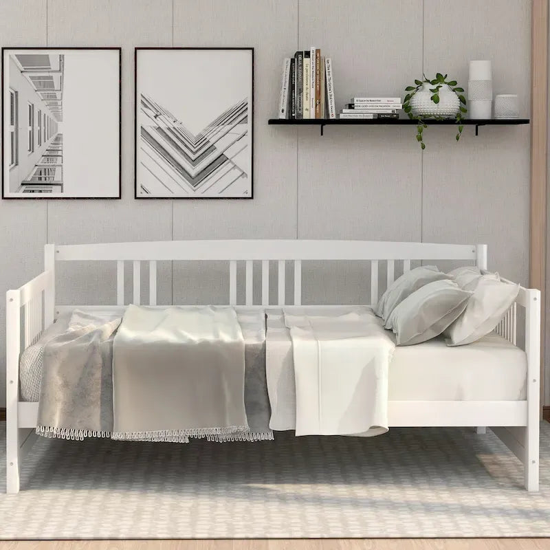 Divano letto in legno massiccio bianco/espresso, singolo/matrimoniale, 1 posto a sedere
