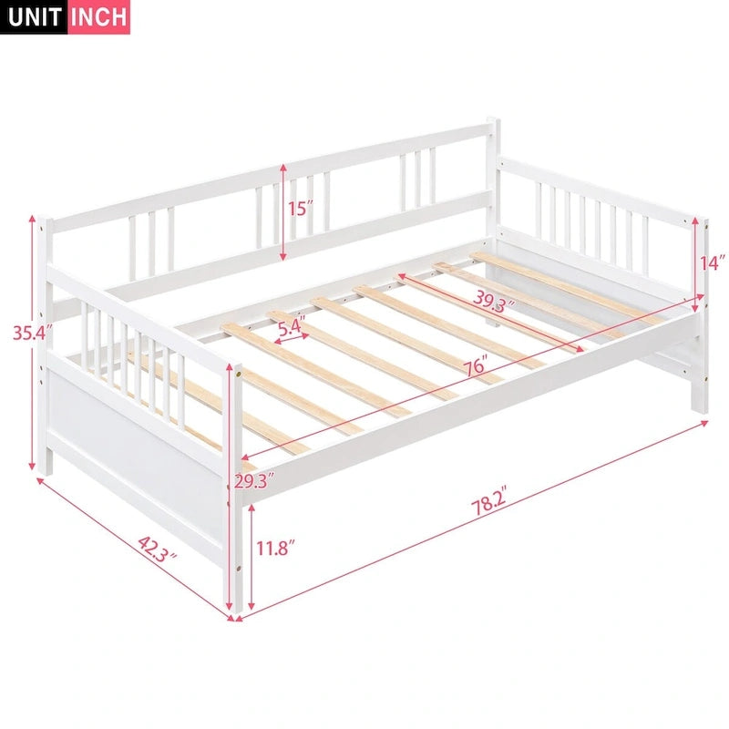 Divano letto in legno massiccio bianco/espresso, singolo/matrimoniale, 1 posto a sedere