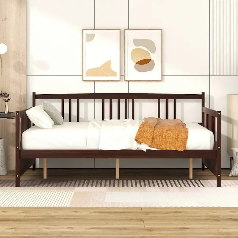 Divano letto in legno massiccio bianco/espresso, singolo/matrimoniale, 1 posto a sedere