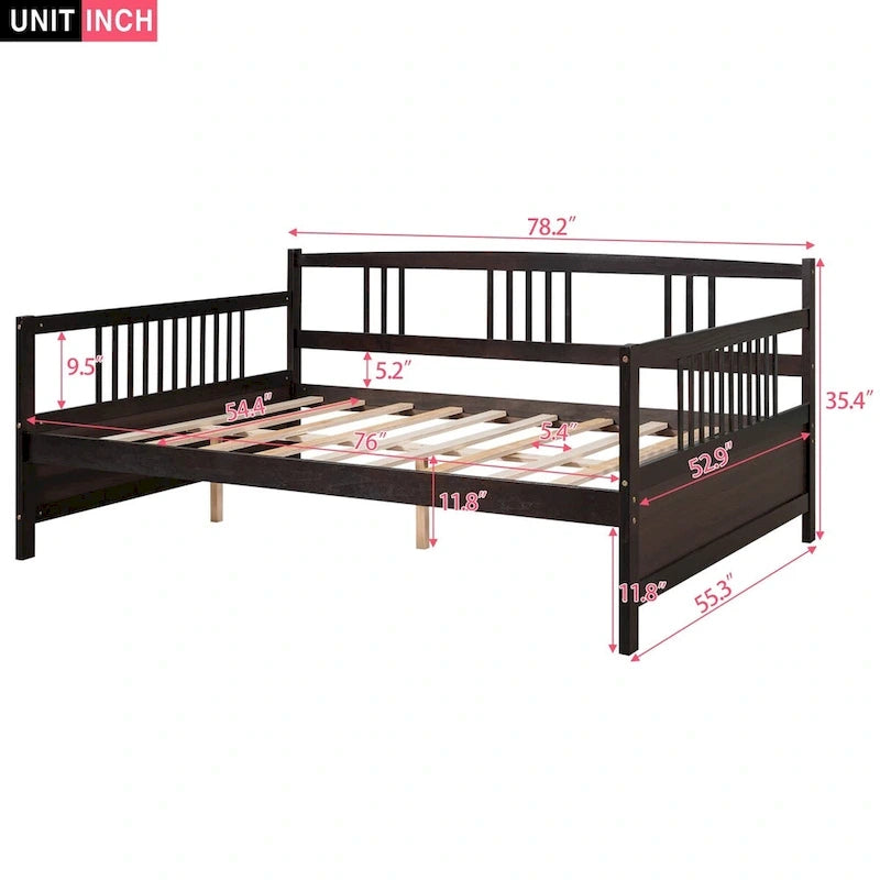 Divano letto in legno massiccio bianco/espresso, singolo/matrimoniale, 1 posto a sedere